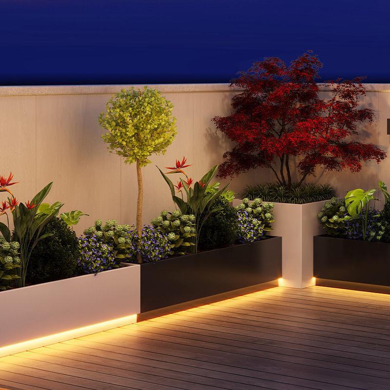 太阳能发光花箱户外花园庭院花箱阳台种植箱花坛组合楼顶外摆定制