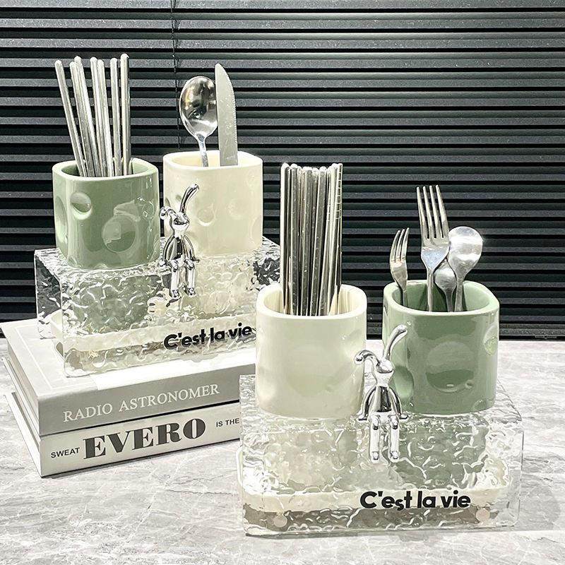 北欧高颜值筷子收纳盒轻奢筷子筒筷笼家用筷架陶瓷筷子篓沥水架,餐饮具,餐具笼/架,淘宝优惠券,粉丝福利购,淘宝优惠卷