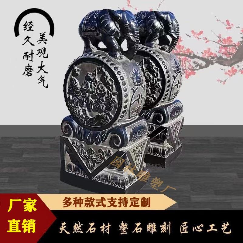 石雕门墩抱鼓青石彷古石墩招财石鼓貔貅家用一对大象庭院门口摆件