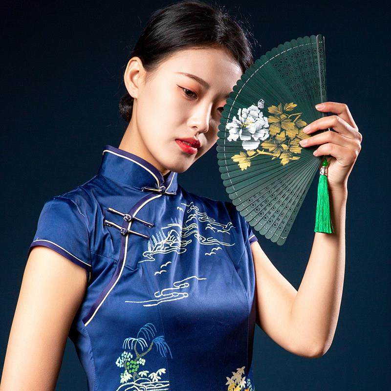 中国古风全竹扇镂空彩绘雕刻手工女式折扇日用覆古扇子工艺折叠扇,居家日用,扇子,淘宝优惠券,粉丝福利购,淘宝优惠卷