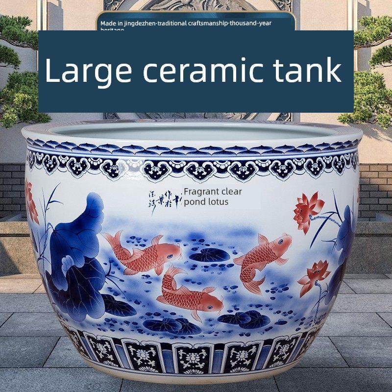 陶瓷鱼缸蓝白相间的庭院家庭阳台客厅乌龟睡莲莲盆户外植树超大水,宠物/宠物食品及用品,底柜/落地缸,淘宝优惠券,粉丝福利购,淘宝优惠卷