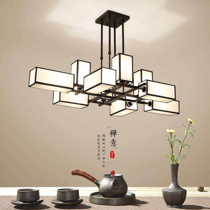 新中式吊灯覆古中国风包厢饭厅饭厅客厅灯现代简约布艺茶楼书房灯,家装灯饰光源,客厅吊灯,淘宝优惠券,粉丝福利购,淘宝优惠卷