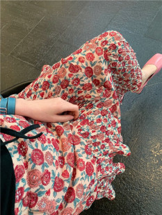 韩国东大门裙子伞裙a字高腰正品碎花层层雪纺褶皱包臀裙半身裙