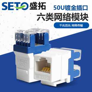 盛拓RJ45180度电脑千兆网络模块可定作CAT6六类网线模块配件