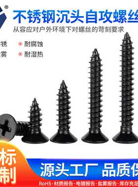 KA2x5→2x16黑色不锈钢沉头螺丝钉 GB846高盐雾达克罗螺丝钉 供应