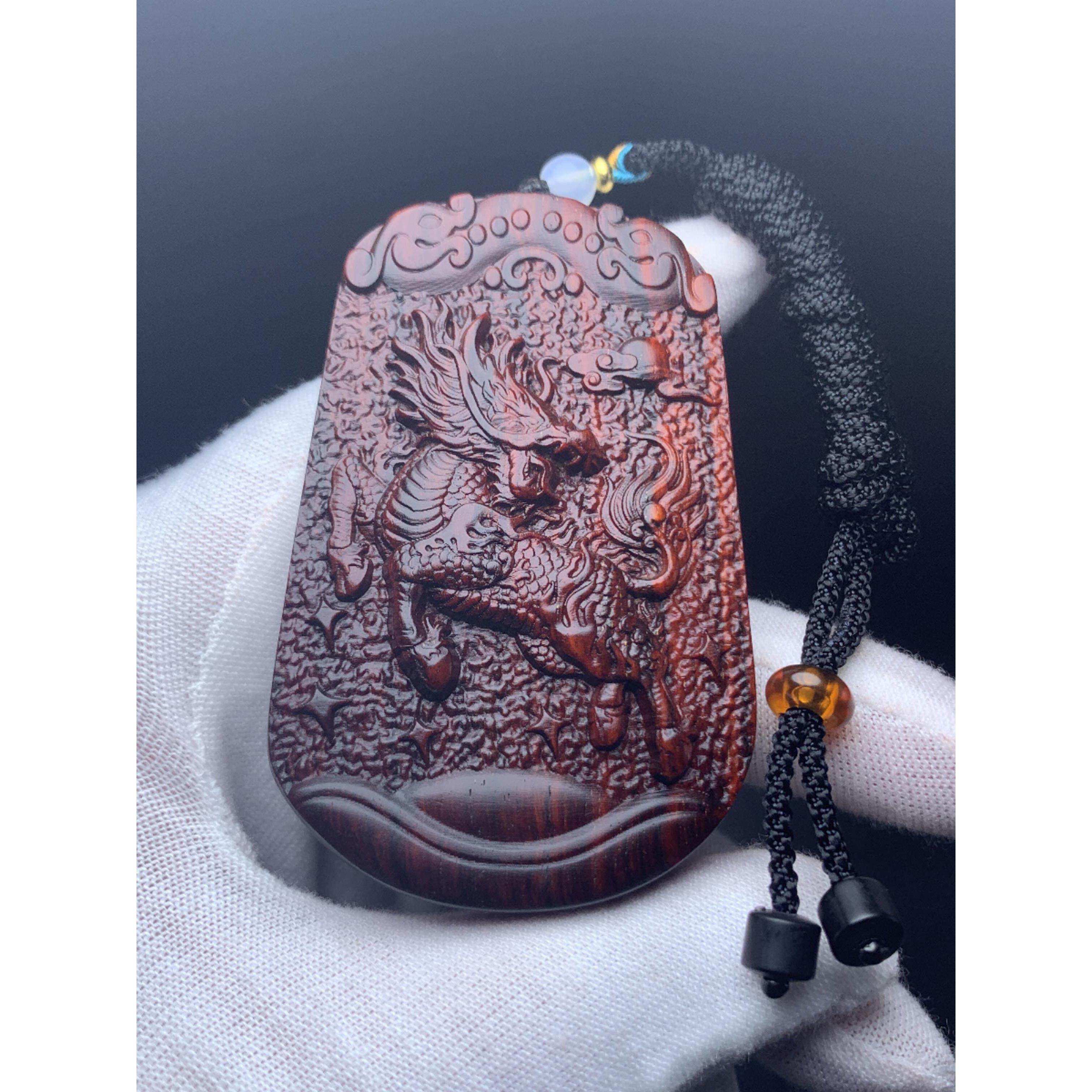 新款 正品 印度小叶紫檀红木雕刻 麒麟 脖挂 吊坠 钥匙扣 中国风