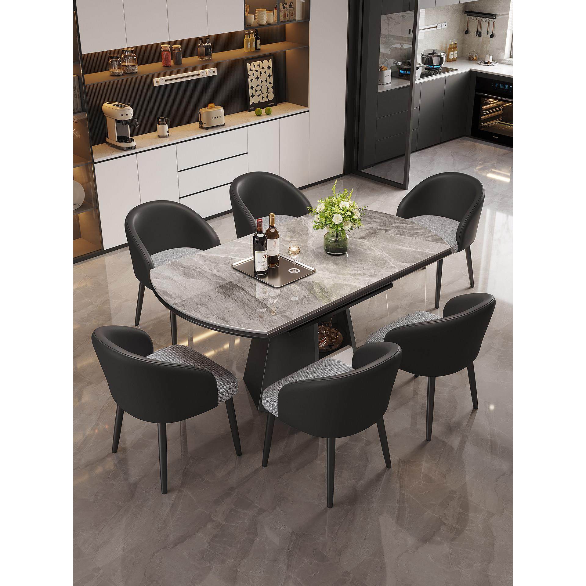 轻奢岩板餐桌现代简约家用小户型全托可伸缩折叠方圆两用储物饭桌,住宅家具,岩板餐桌,淘宝优惠券,粉丝福利购,淘宝优惠卷