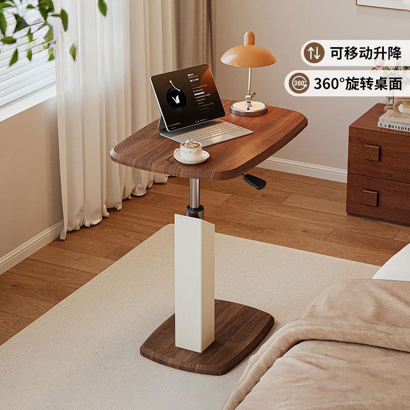 中古风小型笔记本电脑桌升降边几小桌子家用卧室可移动旋转床边桌