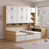 包邮 香港 儿童床衣柜一体多功能榻榻米实木侧柜床小户型床柜