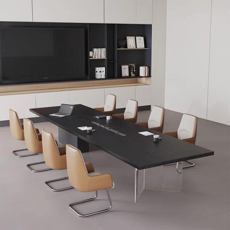 实木10人大型会议桌轻奢高级感长桌会议室办公室简约接待洽谈桌椅