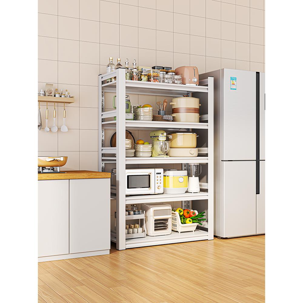 厨房置物架2025新款带围栏落地多层收纳架多功能烤箱微波炉储物架