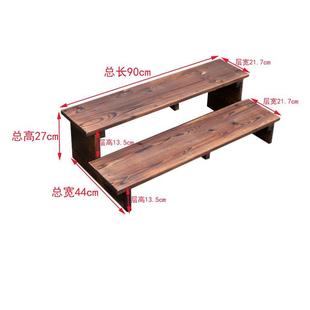 碳化实木脚踏户外阳台踏脚花架两层踩脚双层踏板台阶防腐脚架增高