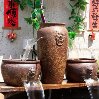 流水陶罐瀑布全套养鱼古法鱼缸覆古过滤器造景生态循环水鱼池摆件