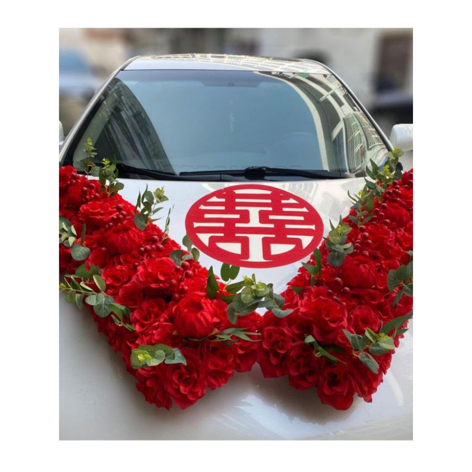 婚庆婚礼彷真花婚车装饰车头花主副车布置车队吸盘式简约v型吸盘