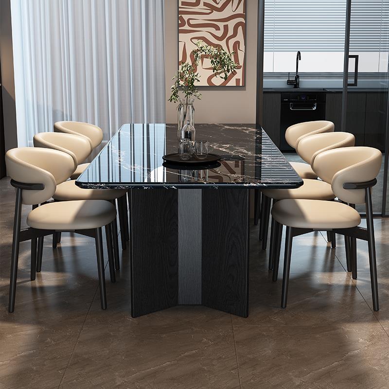 轻奢高级感大理石餐桌现代简约长方形家用餐桌椅组合小户型吃饭桌
