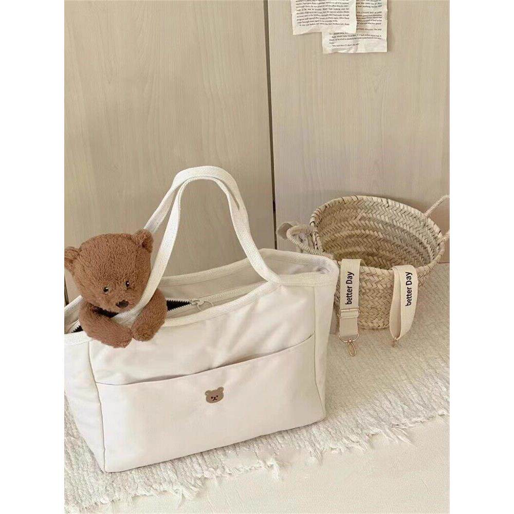 韩国妈咪包便携式多功能斜挎包妈妈包外出轻量帆布妈妈和婴儿包