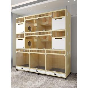 定制狗笼不锈钢展示柜猫笼寄养繁育实木猫别墅猫狗一体笼宠物店用