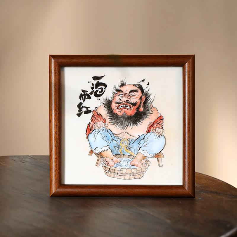 新中式陶瓷装饰画办公室前台乔迁开业招财桌面摆台手绘锺馗瓷板画