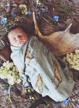 安晚 初生婴儿纱布盖毯宝宝包巾双层夏季超薄新生儿包单襁褓巾
