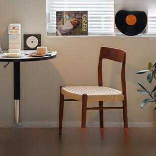 森下林间 非晚椅 中古实木餐椅家用靠背moller75号椅覆古藤编椅子
