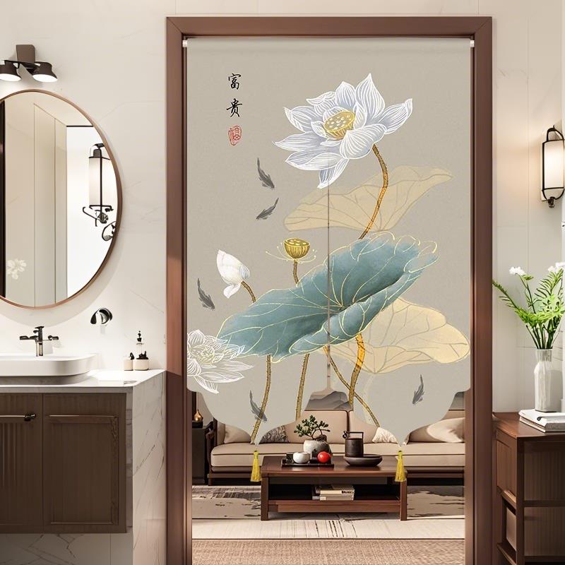 化妆室化解门帘风水2025新款高级感防水防走光净秽荷花厕所遮挡帘