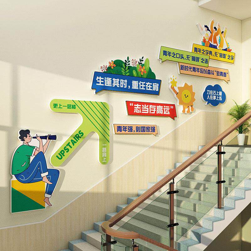 共青团青年之家文化墙贴学校楼梯墙面装饰初高中团员活动教室布置