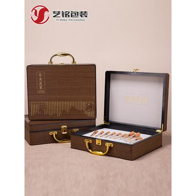 新款虫草包装盒木纹色冬虫夏草礼盒10支20支30支虫草礼品盒空盒
