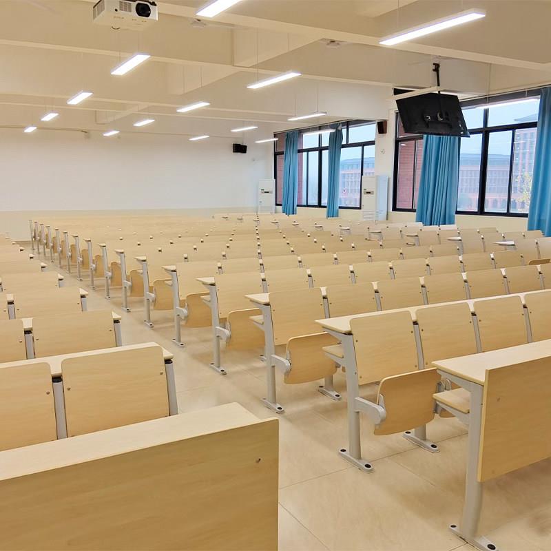 学校阶梯教室椅课桌椅可折叠翻板排椅大学阶梯椅多功能实木课桌椅