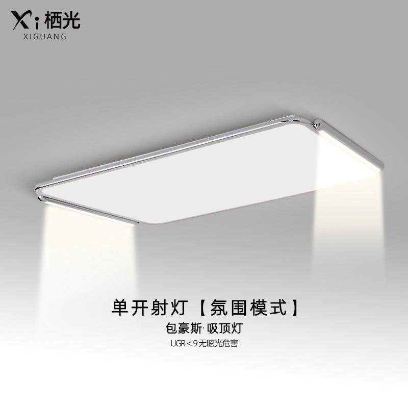 栖光长方形客厅灯吸顶灯简约包豪斯高亮大气主灯带射灯超薄卧室灯