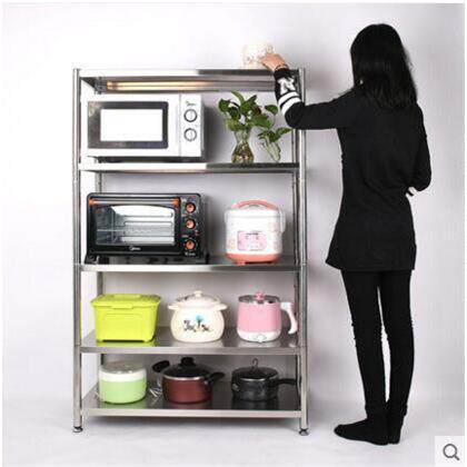 特厚304不锈钢置物架多功能4层厨房置用品微波炉架子储物收纳层架
