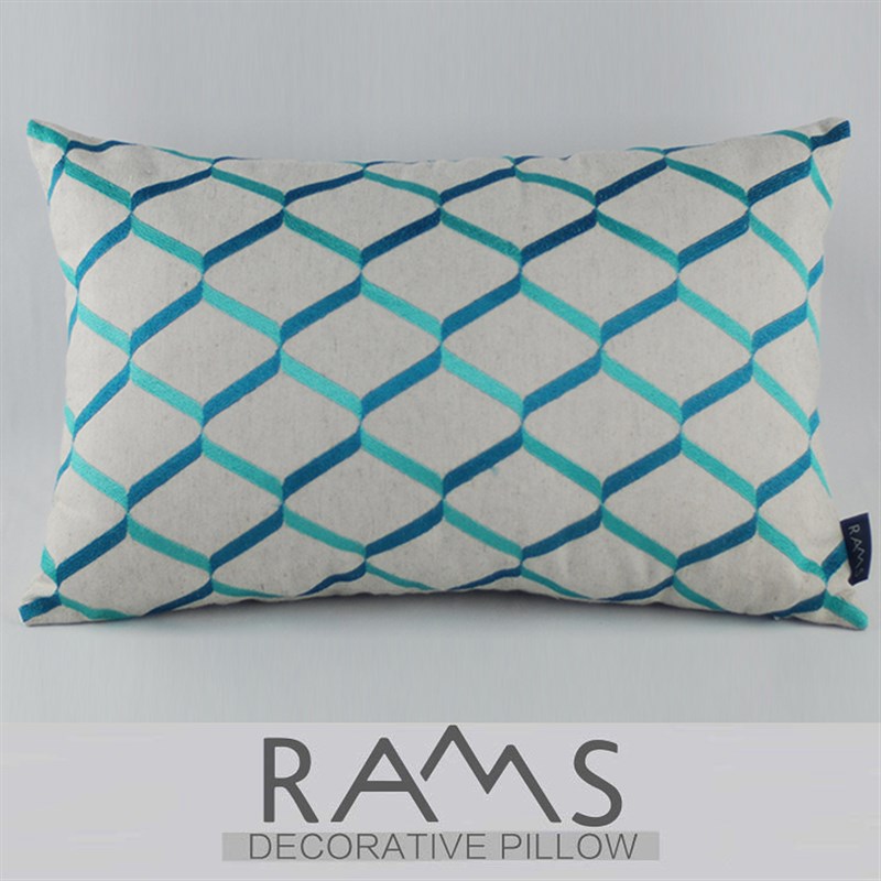简约现代样板f间沙发抱枕套几何菱形设计家居软装麻感靠垫长腰枕