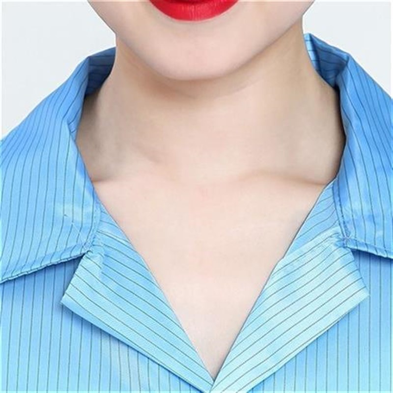 (送帽)防静电衣大褂无尘服防尘服无尘衣电子P工厂服条纹蓝色白色