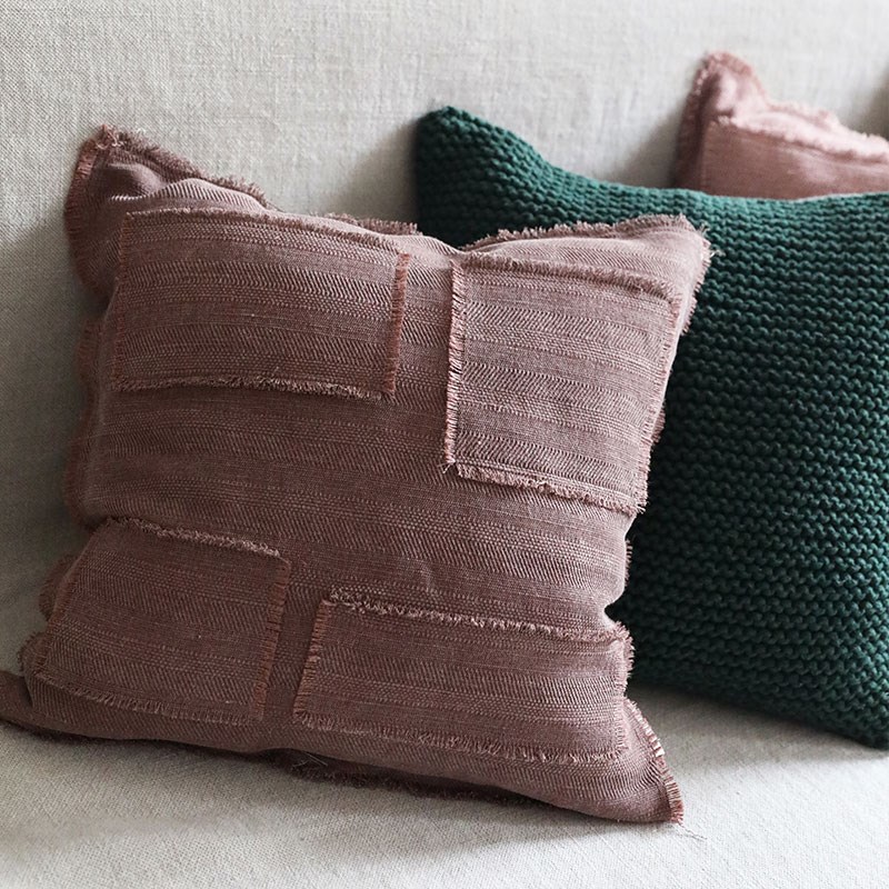 弋采野奢侘寂风松弛纯色棉麻亚麻拼接夏季透P气方抱枕靠垫腰枕套