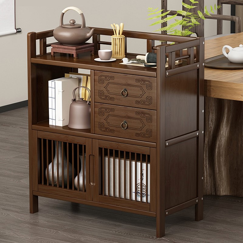 茶柜置物架新中式茶水柜茶台边柜茶桌副柜茶叶柜置物架储物小柜子