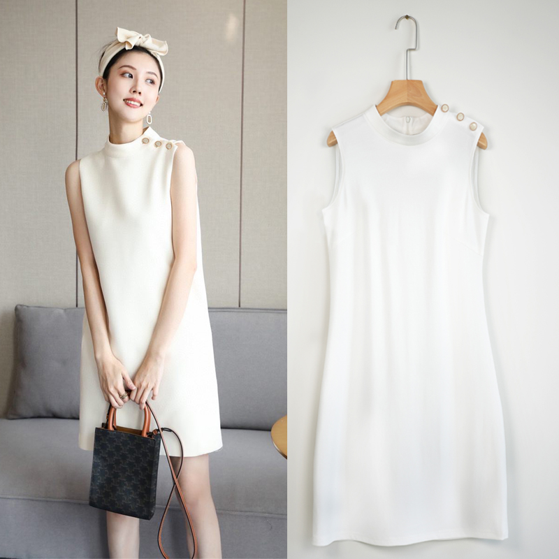 无袖连衣裙2021夏季直筒气质高端轻奢高级设计感小众背心黑裙子女