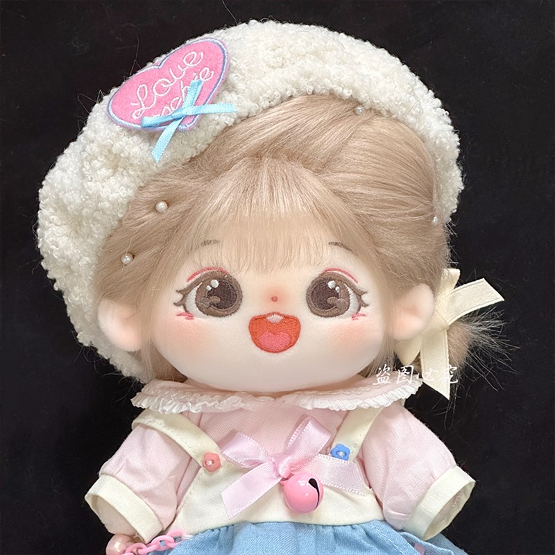 棉花娃娃20cm娃衣q粉冻奶盖帽子背带裙套装女娃手做换装玩偶衣服