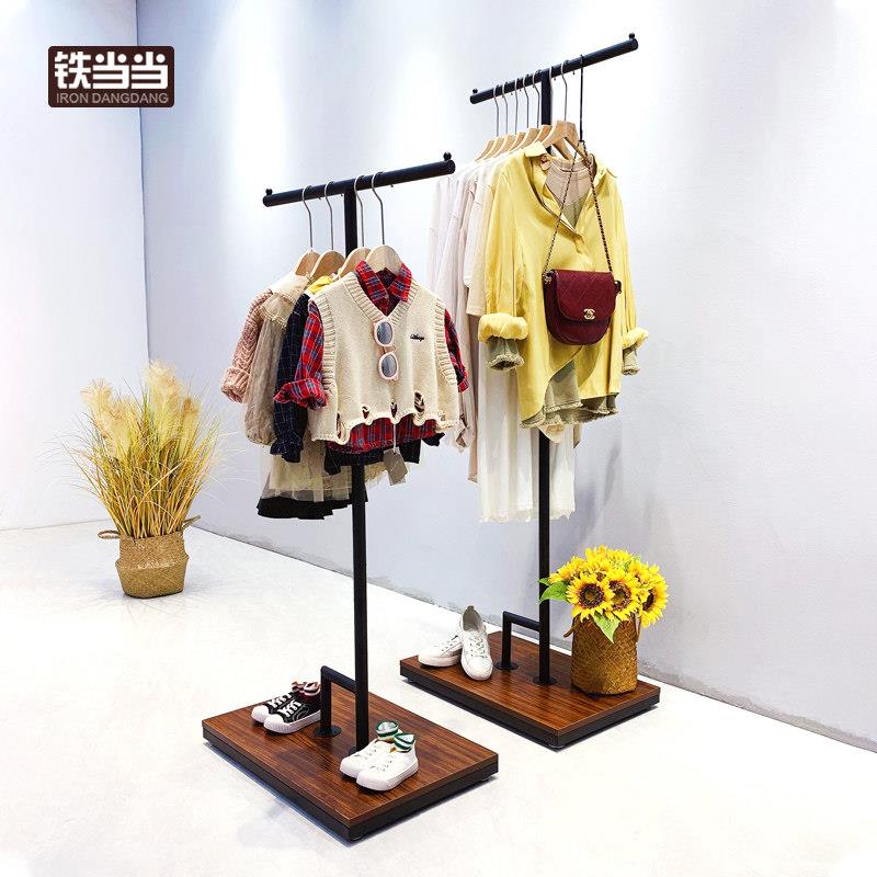 铁艺服装店衣架展示架女装童装升降中岛陈列货架可调节高低正侧挂