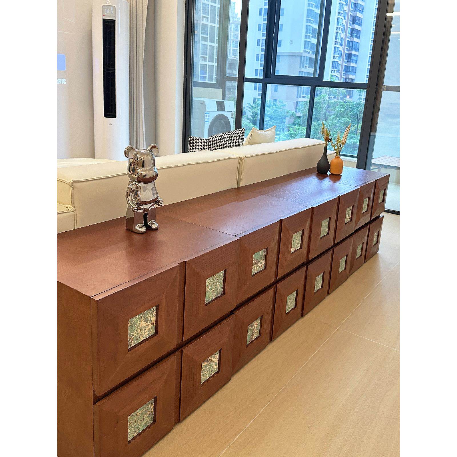 中古斗柜复古风餐边柜模块柜组合储物斗柜实木书柜电视柜床头边柜