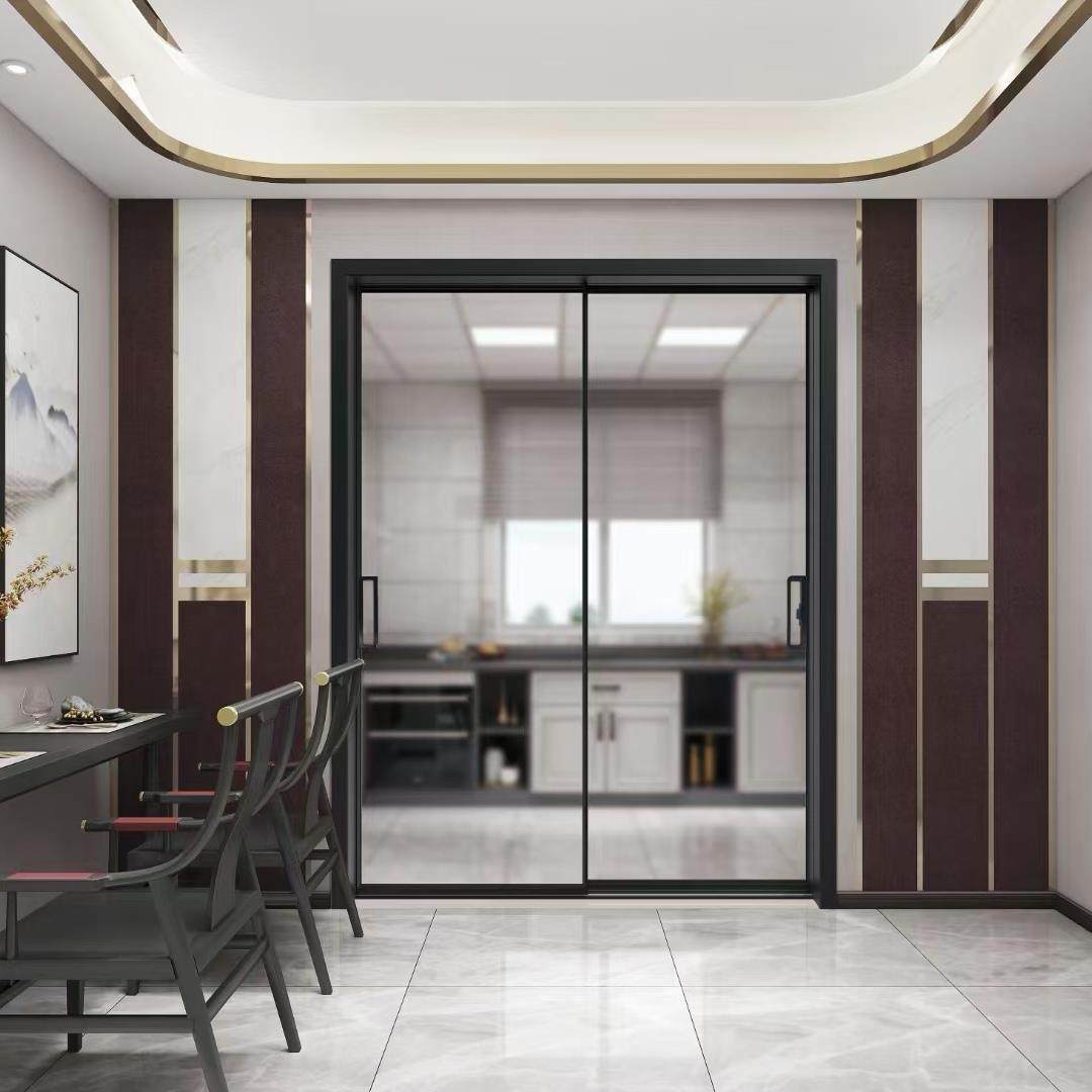 温州定制厨房推拉门单轨双轨吊门双轨三轨三联动吊轨窄边滑门移门