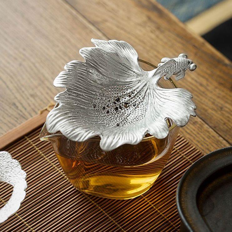 锡茶漏茶滤过滤网套装精品功夫茶具配件日式茶叶滤茶器高档茶隔
