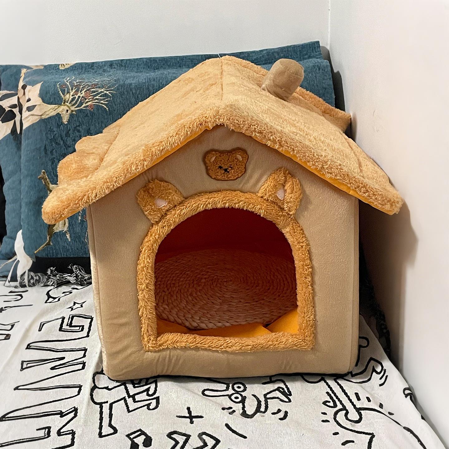 半封闭猫窝四季通用猫别墅可拆洗房子形狗窝小型犬冬季保暖狗屋