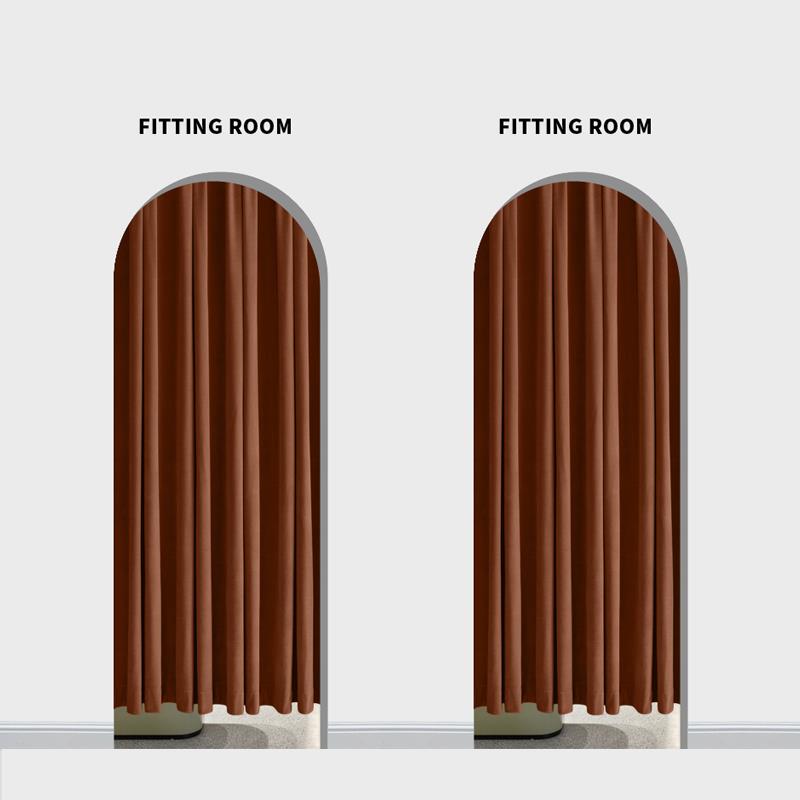 高级感焦糖色流行女装服装店试衣间门帘更衣室拱形门隔断窗帘丝绒