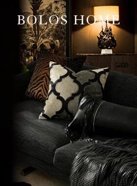 柏洛斯High end『琉璃』轻奢高端灰色马毛客厅沙发靠枕抱枕高级感
