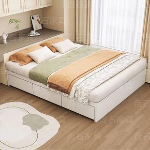 实木床无床头榻榻米床带抽屉收纳高箱储物床儿童小户型1.5米1.8米