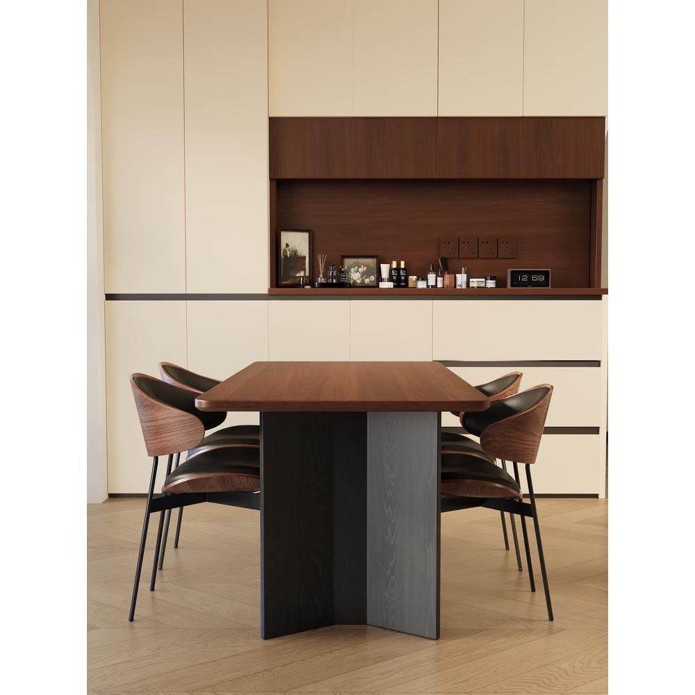 中世纪风格的矩形餐桌和椅子组合灰木纹客厅餐厅设计师创意法式覆,住宅家具,岩板餐桌,淘宝优惠券,粉丝福利购,淘宝优惠卷