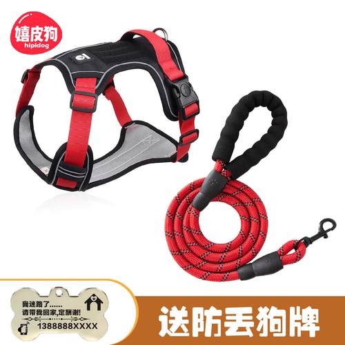 狗狗牵引绳大型犬胸背带金毛拉布拉多背心式防爆冲遛狗绳子中型犬