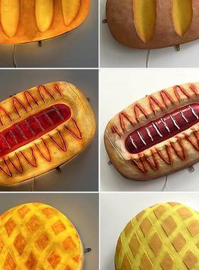 网红签名人工烘焙面包汉堡模型玻璃纤维雕塑定制门头立体发光直销