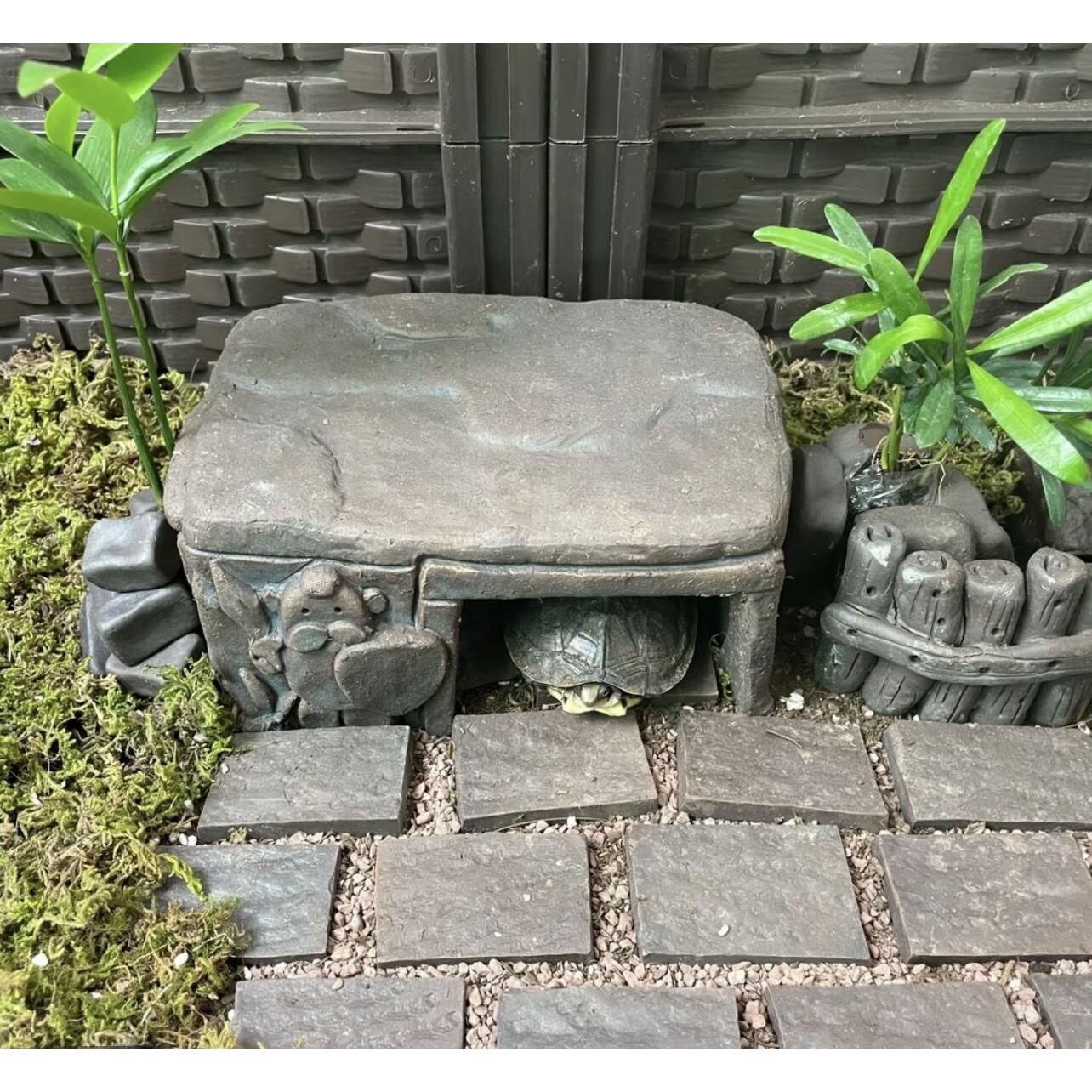 爬宠爬虫乌龟黄缘龟躲避屋窝陶瓷洞穴造景装饰乌龟山洞手工制作