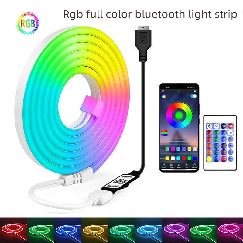 Rgb霓虹灯带Led灯条蓝牙遥控器孔板游戏室装饰气氛灯光背景USB硅