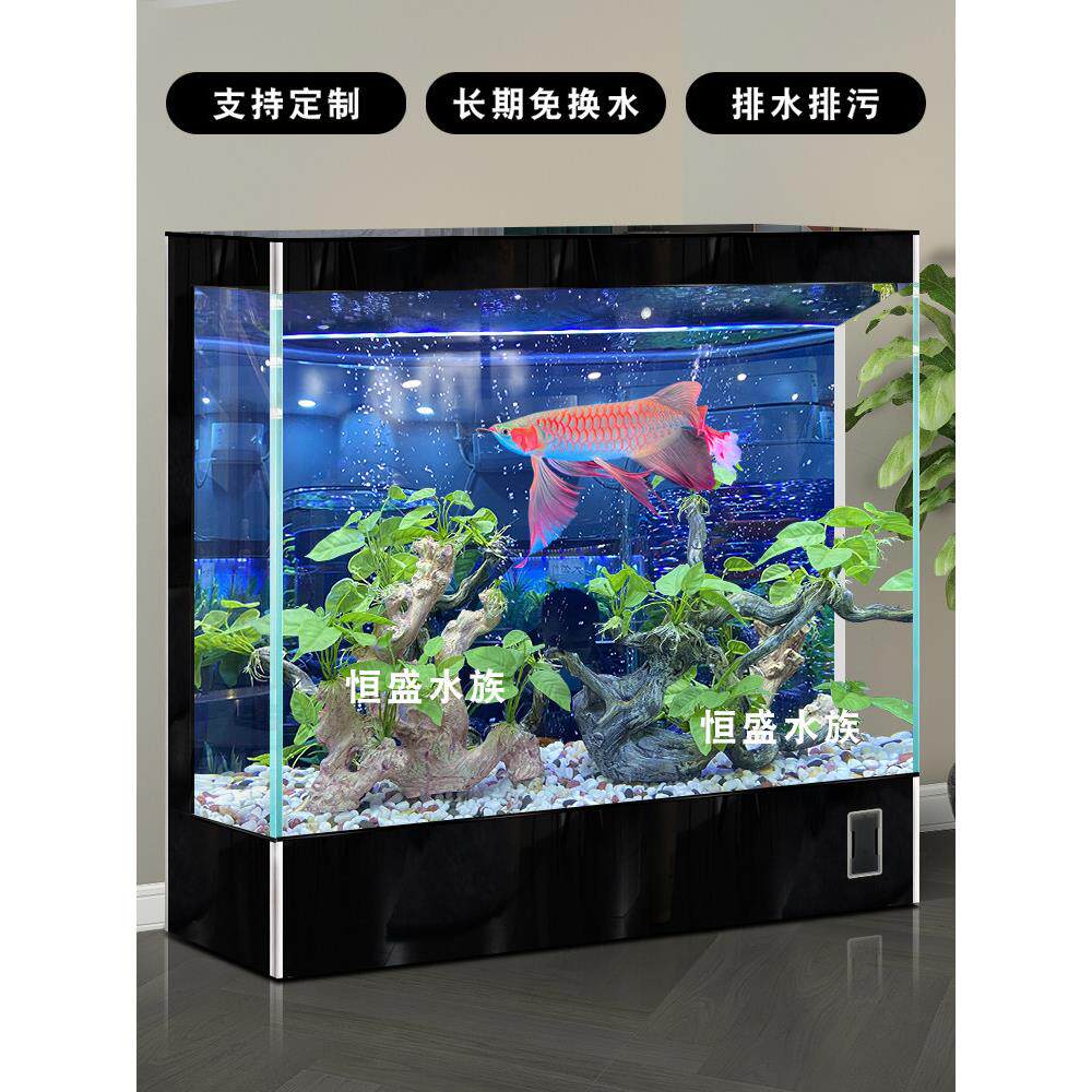 免换水鱼缸客厅2025新型家用垂直落地玻璃观赏性免维护大型鱼缸水
